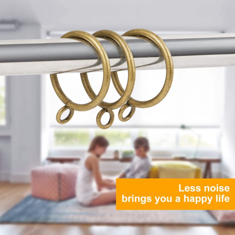 Hanitronic Antique Brass Curtain Rings with Eyelets for Up to 3/4-inch Curtain Rods (Set of 30 PCS Curtain Rings) (1 inch Inner Diameter) - Image 4